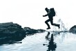 A person jumping into a body of water. Perfect for summer and outdoor activities