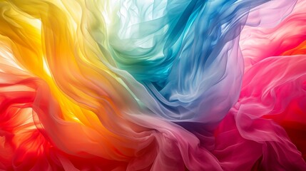 Wall Mural - Abstract background of multicolored wavy silk or satin texture