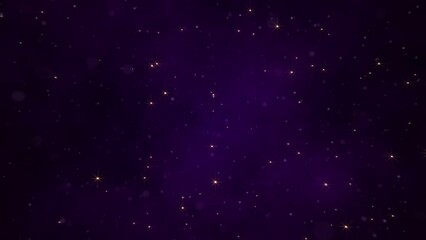 Wall Mural - shiny twinkling glittering golden stars and bokeh particles on a dark purple gradient. this elegant 