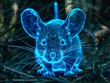 Close-up of a mouse muzzle in grid style. Polygonal computerized image of a rat. Facial recognition grid on a live object. Illustration for cover, card, poster, brochure or presentation.