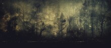 An Art Piece Depicting A Dark Forest With Leafless Trees Under A Night Sky. The Natural Landscape Is Filled With Darkness And Mystery, Capturing The Essence Of The Woodland