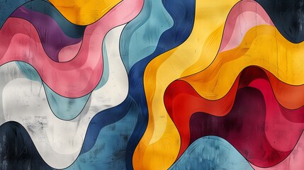 Wall Mural - Abstract marble watercolor background. Wavy texture pattern. Artistic elements artwork. Dynamic pastel waves very colorful and stylish. Graphic art backdrop. Fun wallpaper. Modern design template.