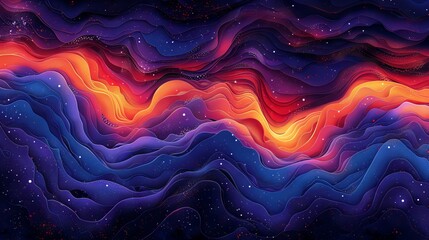 Wall Mural - Blue neon purple color liquid waves futuristic background.