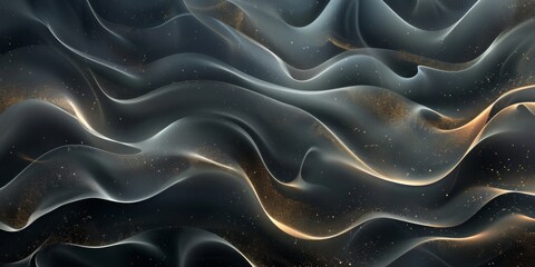 Poster - A black and gold wave with a lot of sparkles - stock background.