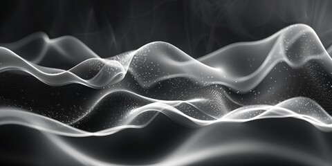 Poster - A black and white image of a wave with a lot of white specks - stock background.