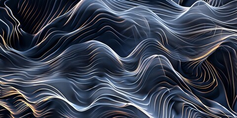 Wall Mural - a wave of blue and white with a yellow line - stock background.