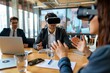 © ChaoticMind - A business professional trying virtual reality in a meeting setting with colleagues observing