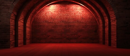 Red brick wall with an archway