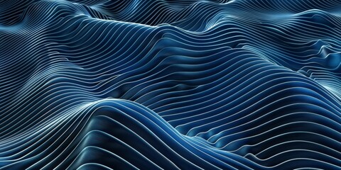 Poster - A blue wave with white lines - stock background.
