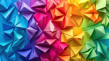 Wall Mural - Paper origami geometric shape colorful background