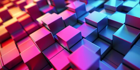 Wall Mural - a colorful image of blocks with a blue and pink background - stock background.