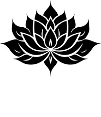 Wall Mural - Lotus flower icons. Simple black lotus silhouette .Vector linear lotus icon.