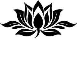 Wall Mural - Lotus flower icons. Simple black lotus silhouette .Vector linear lotus icon.