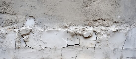 Sticker - A detailed shot of a weathered concrete wall showing cracks caused by freezing water, atmospheric phenomena, and other natural events