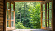 © Matilde - An open window frames a lush green forest, inviting the outside in