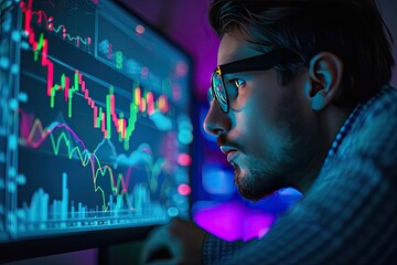 Poster - Investment Banker Analyzing Stock Market Changes