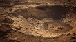 An abstract photo of a meteorite crater on the surface of Mars
