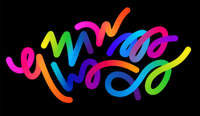 Leinwandbilder - Abstract Gradient Lines. Vector 3d Fluid Graphic Shapes. Dynamic Liquid Spiral and Curve Colorful Stripes. Digital Graffiti Gradient Confetti Design