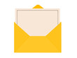© Ryra Ryu - yellow envelope with blank beige card for text flat style vector illustration isolated on white and transparent background. concept of mail email