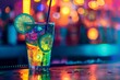 © Bijac - Colorful cocktail in a glass Glowing under neon lights at a vibrant party scene