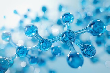 Wall Mural - scientific concept design with blue molecular structures and liquid serum symbolizing research and i
