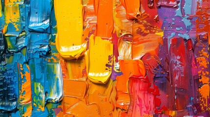 Wall Mural - Colorful acrylic painting with visible brush strokes.