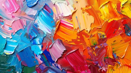 Wall Mural - Colorful acrylic painting with visible brush strokes.