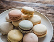 Watercolor painting collection of macarons in soft pastel colors