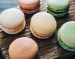 Watercolor painting collection of macarons in soft pastel colors