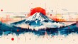 Mount Fuji japan. double exposure contemporary style minimalist artwork collage illustration. Ai generative.