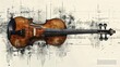 Violin music instrument on grunge background. Ai generative