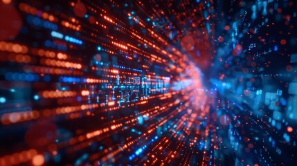 red-orange Cyber security and information or network protection. Future cyber technology web services for business and internet project and binary code in background , blue sci-fi tone