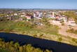 Picturesque spring landscape of Russian town of Belyov with Oka River, Tula Oblast