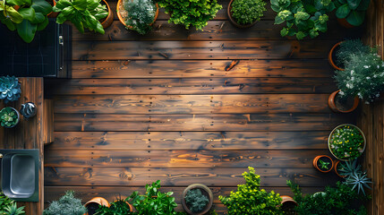 Wall Mural - seen from above Wood tabletop,