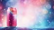 Mockup of empty aluminum soft drink can on abstract background with space for text placement