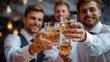 © Luluraschi - group of men celebrating with alcohol at wedding party, cheers, celebration