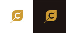 Letter C Leaf Logo, Leaf Logo, Simple Leaf Logo, Letter C Logo