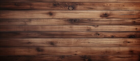 Sticker - A detailed shot of a brown hardwood plank wall, showing the intricate pattern of the wood grain with a blurred background