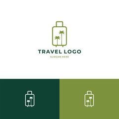 Wall Mural - Suitcase with palm logo, travel concept