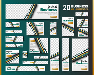 Poster - digital business web banners template design with space for image. vector