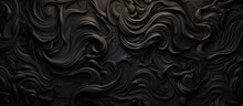 A Detailed Closeup Of A Monochrome Photography Black Swirl Pattern On A Wall, Resembling Wood Art With A Touch Of Darkness And An Electric Blue Hue