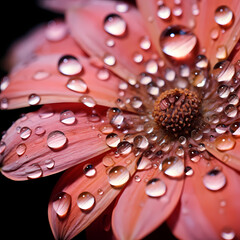 Poster - Macro shot of water droplets on a flower petal.