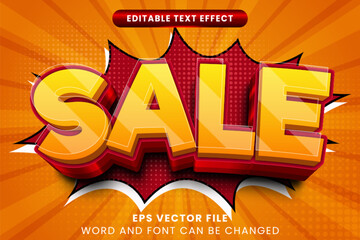 Sticker - Sale promotion 3d text effect. Advertisement text style