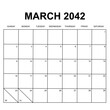 march 2042. monthly calendar design. week starts on sunday. printable, simple, and clean vector design isolated on white background.