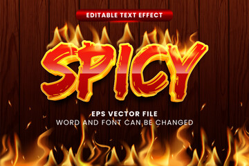 Wall Mural - Hot spicy fire 3d editable vector text effect