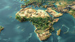 Africa Map Illustration with Countries, Political Division of African Continent, Geography and Cartography Concept, Educational Resource for Geography Class, Generative AI

