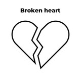 Fototapeta  - Broken heart. Two halves of the heart icon. High quality black thin line vector EPS 10 illustration. Can be used for any platform or purpose. Action promotion and advertising. Web, dev, ui, ux, gui