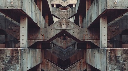 Wall Mural - Symmetrical Geometric Concrete Structure Forms an Abstract Background	