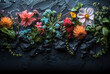 Flowers in grey background. Created with Ai