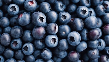 Wall Mural - view of fresh arrangement ripe blueberries for fruit background